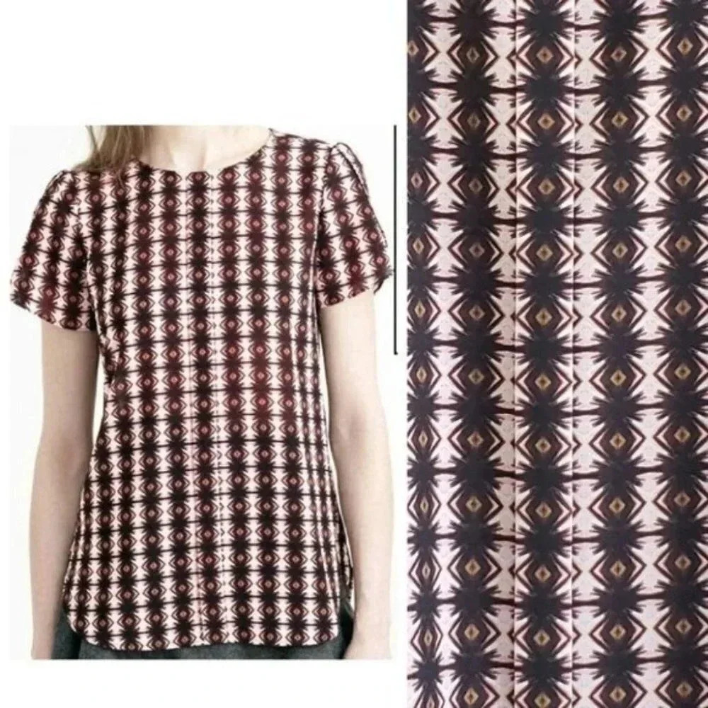 J Crew petal sleeve top shadow diamond pink size 2